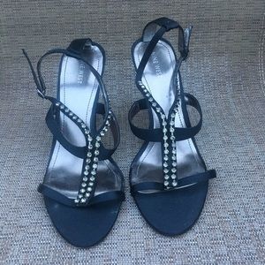 Nine West Black Satin Sandals 10M